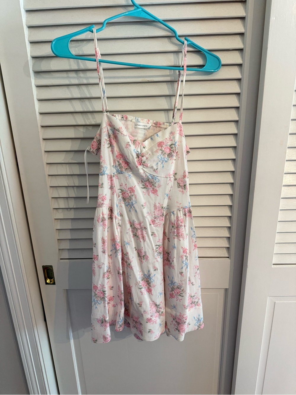 Altar’d StarFloral Spaghetti Strap Sundress — Pink & Light Blue Flowers